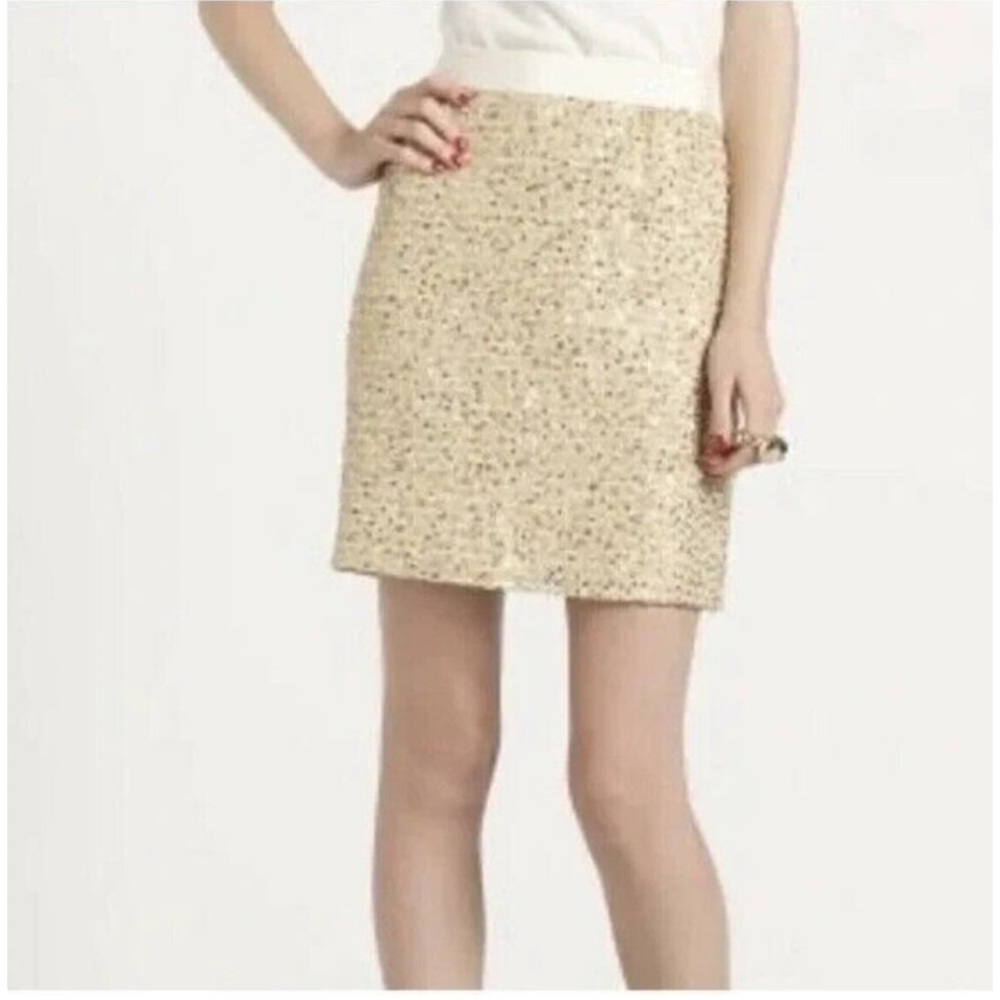 NWT Kate Spade Kylle Two be dazzled Sequin Tweed Gold Pencil Skirt Sz 6